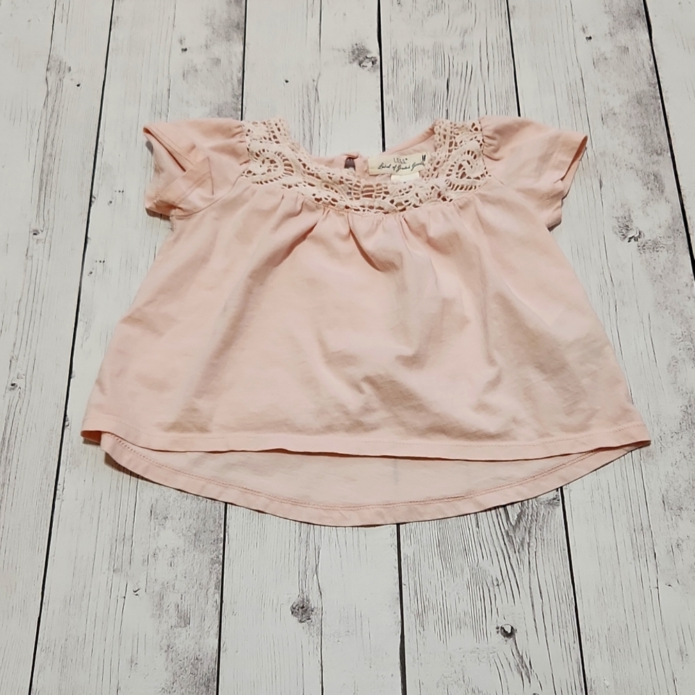 H&M US Size 1.5 to 2 yr light pink flowy top with Crochet at top